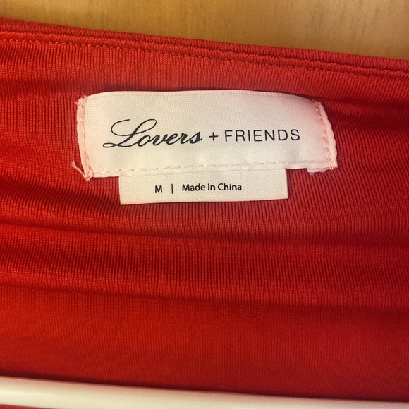 Lovers + Friends red sexy plunging neckline cropped long sleeved top, size M - Picture 2 of 3